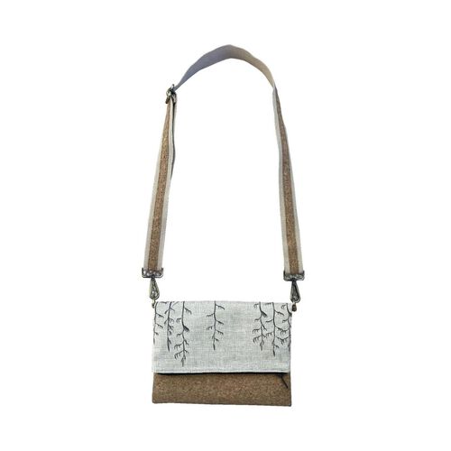 Jo Luping Harakeke Black On Natural Cork Fabric Bag